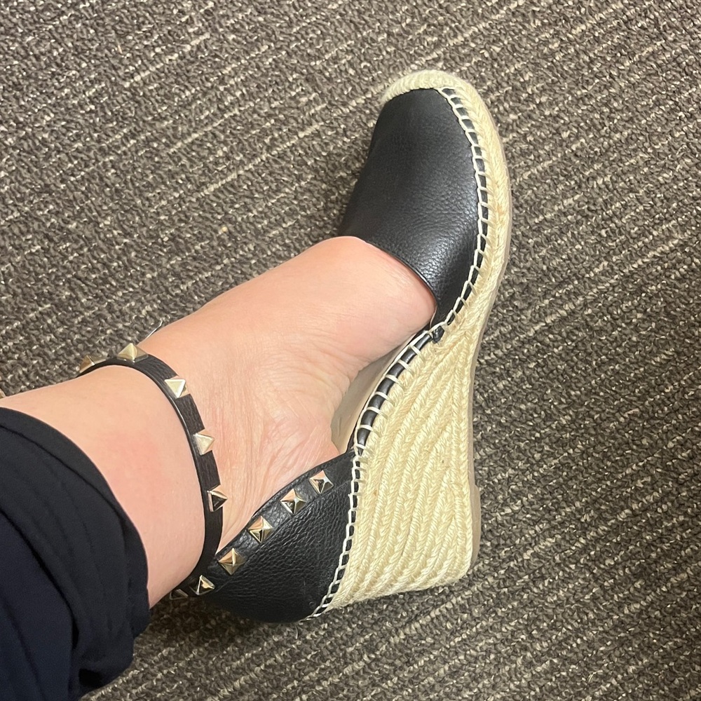 Marc Fisher Black Studded Espadrilles